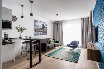 Фото номера Luxury One-Bedroom Apartment with Balcony and River View 2/34 Апартаменты Old Town - River Point by Welcome Apartment г. Гданьск 5